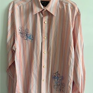 Eddie Bauer Multicolor Striped Shirt Embroidered design